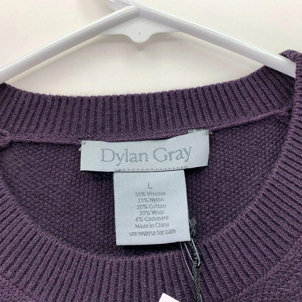 Dylan Gray Mens Raglan Crewneck Viscose Cashmere Blend Sweater Purple L - Picture 4 of 4